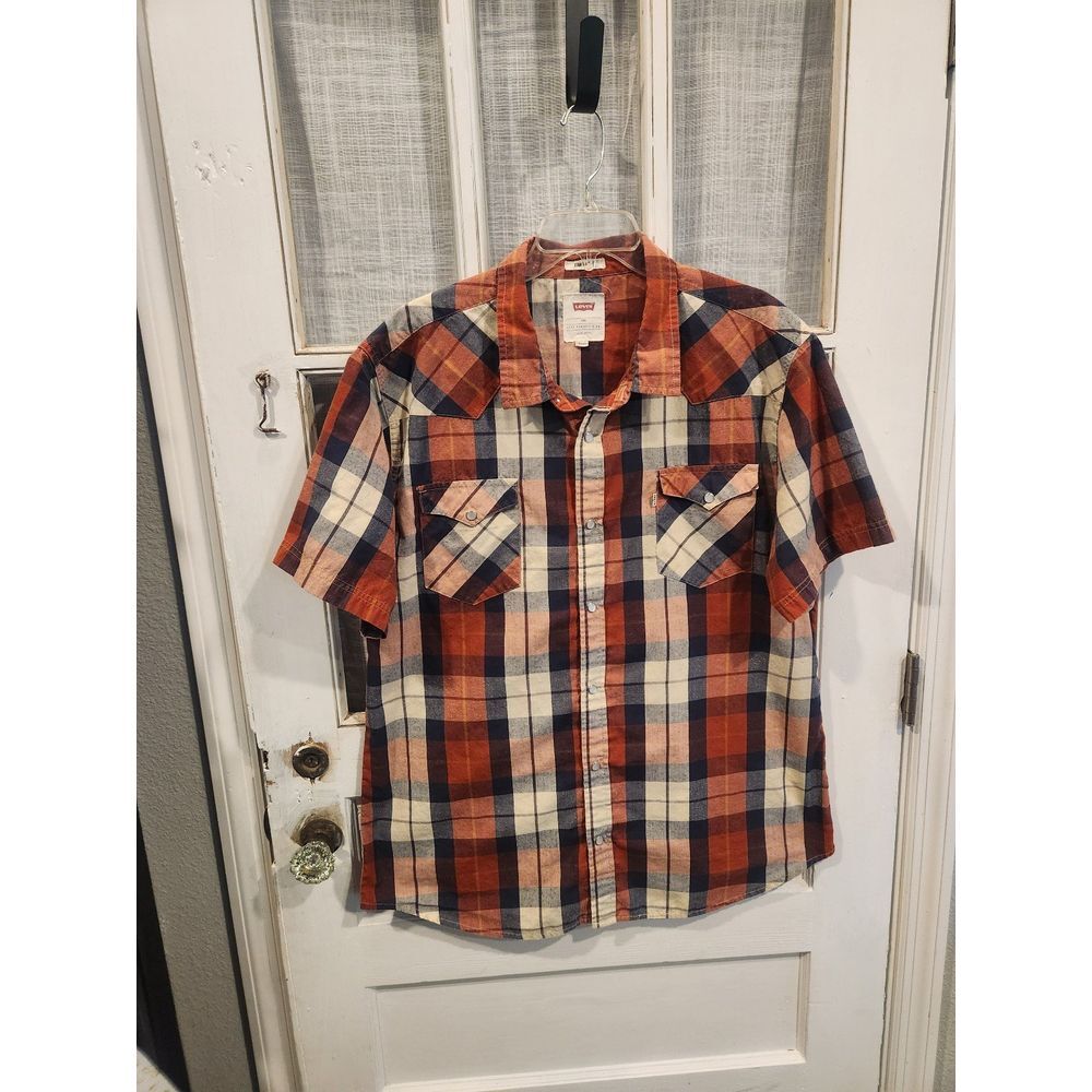 Levi's Pearl Button Plaid Button Front Western Style Shirt Men's Size XXL